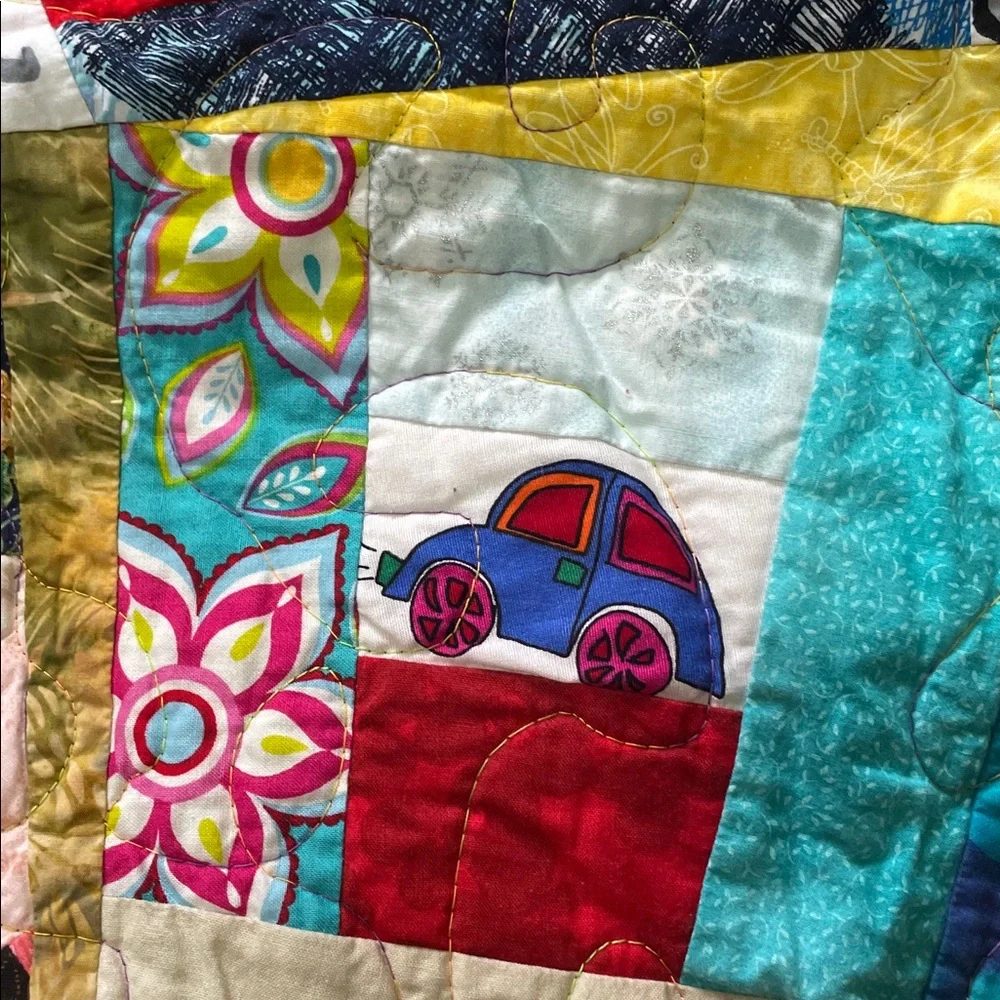 Little boys or girls I guess car lovers and truck lover Hand done quilt